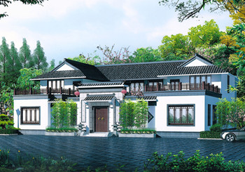 二層中式四合院別墅設(shè)計(jì)圖，經(jīng)典、漂亮（全套施工圖）
